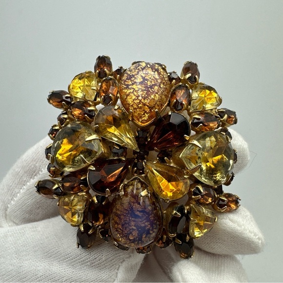 Rare Vintage Weiss Brooch Orange Amber#656
